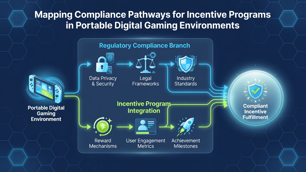 Darstellung technischer Compliance-Integration in mobilen Gaming-Plattformen mit Fokus auf Datenflüsse und Sicherheitsprotokolle
